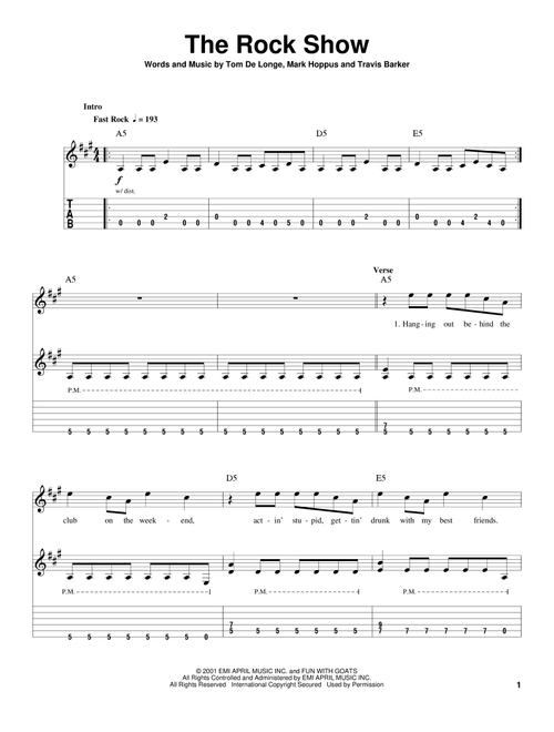 The Rock Show - Blink-182 (Guitar Tab Play-Along)