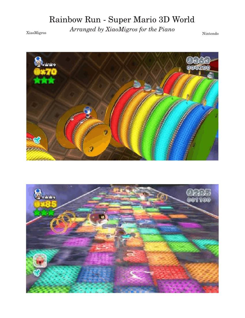 Rainbow Run - Super Mario 3D World Sheet Music for Piano (Solo