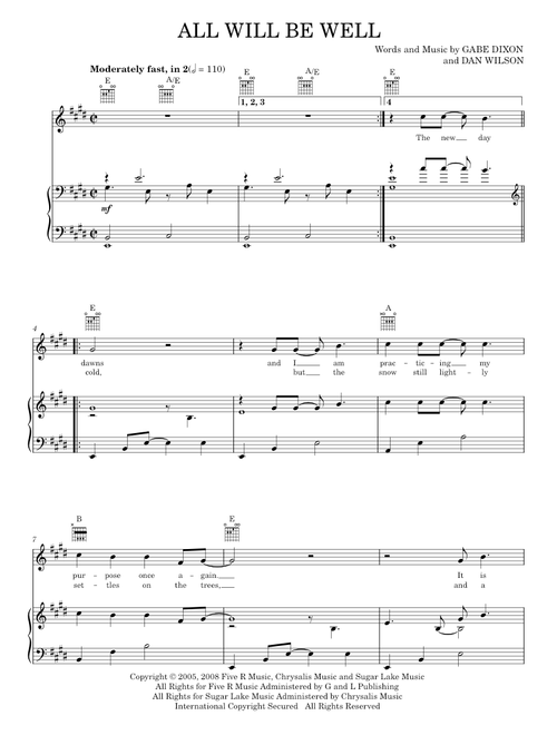 All will be well - The Gabe Dixon Band (Piano-Vocal-Guitar)