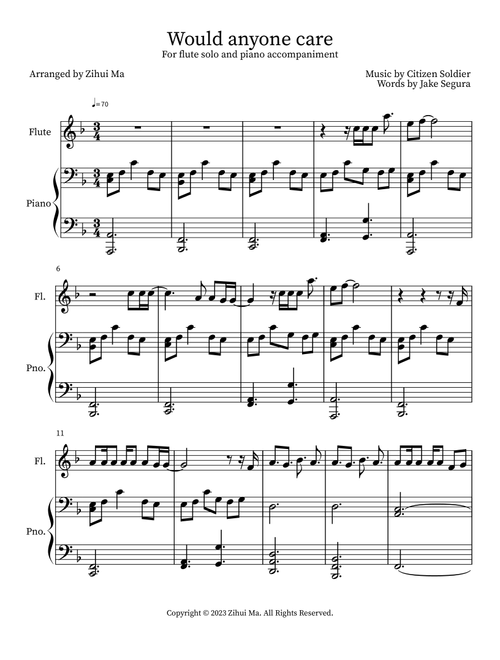 Would anyone care (Arr. Zihui Ma) - Citizen Soldier (Instrumental Solo)