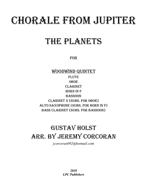Chorale from Jupiter for Woodwind Quintet (Arr. Jeremy Corcoran) - Gustav Holst (Woodwind Ensemble)