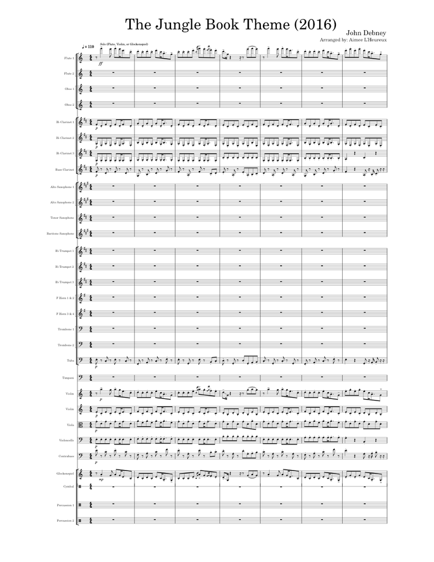 The Jungle Book (2016) | Main Theme – John Debney Sheet Music for ...