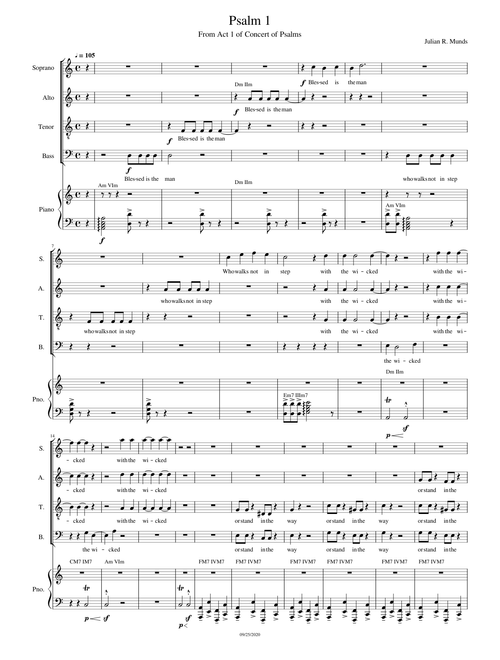 Psalm 1 for Weill Ensemble (Piano reduction) - Julian R. Munds