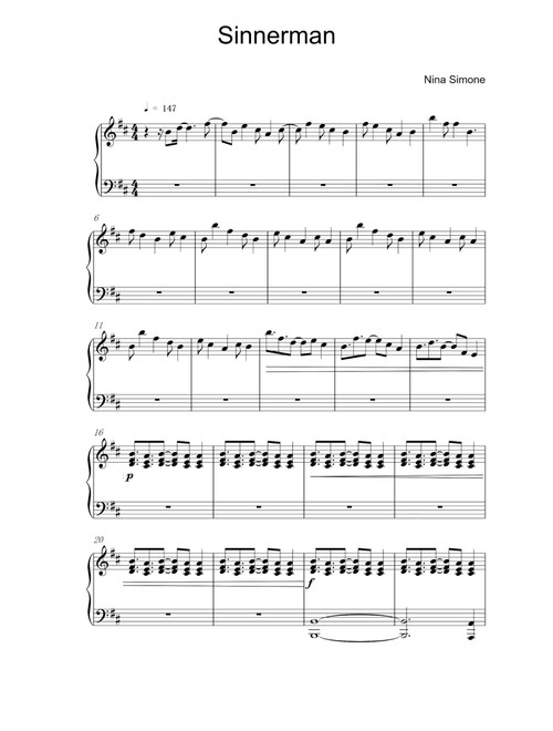 Sinnerman (Arr. Nina Simone) - Traditional Spiritual (Piano Solo)