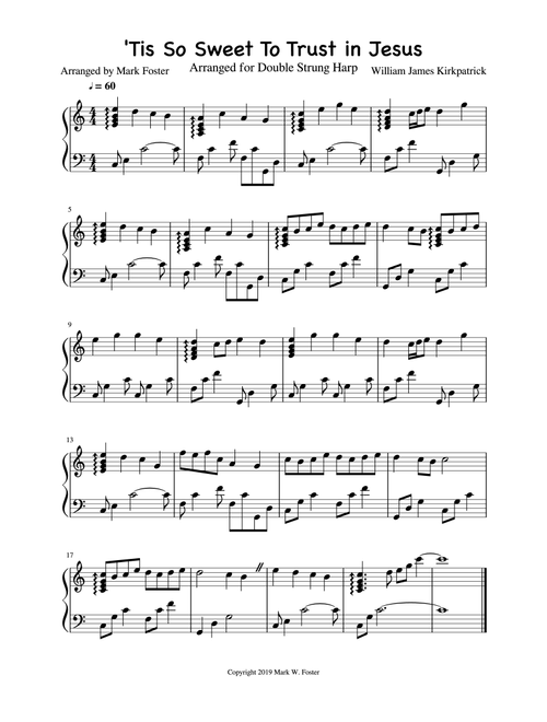 Tis So Sweet to Trust in Jesus - Arranged for Double Strung Harp (Arr. Mark W. Foster) - William James Kirkpatrick (Harp)
