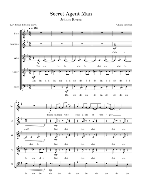 Secret agent man – Johnny Rivers [SATB A Capella]