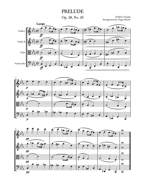 Prelude in C minor, Op. 28, No. 20 (Arr. Tiago Pieretti de Oliveira) - Frederic Chopin (String Quartet)