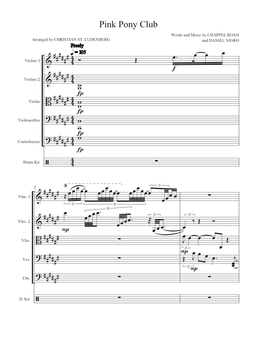 Pink Pony Club - Chappell Roan for String Ensemble in F# Major