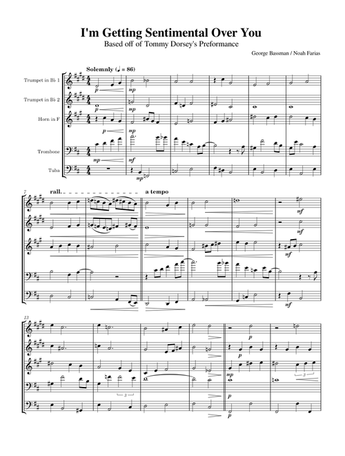 I'm Getting Sentimental Over You – Brass Quintet