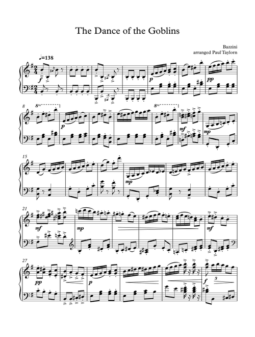 Dance of the Goblins (Arr. Paul Franklyn Taylor) - Bazzini (Piano Solo)