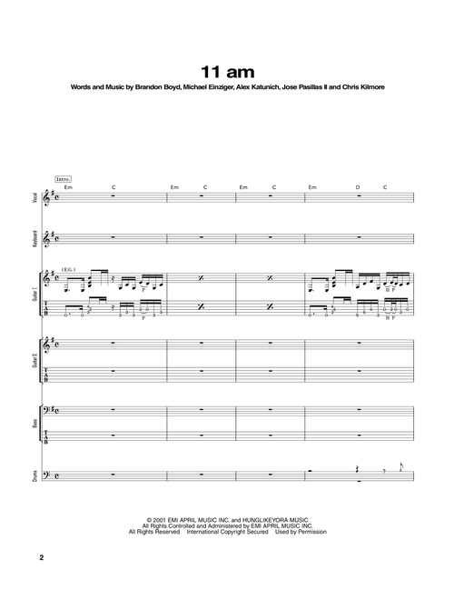 11am - Incubus (Transcribed Score)