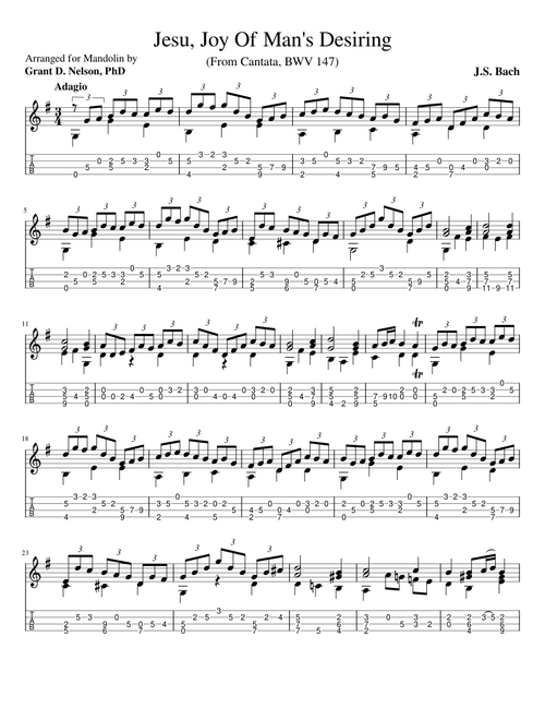 Jesu, Joy Of Man's Desiring Mandolin