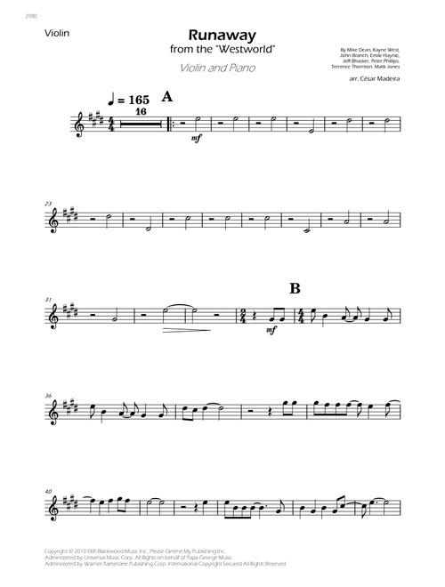 Runaway (Arr. César Madeira) - Kanye West (Violin and Piano)