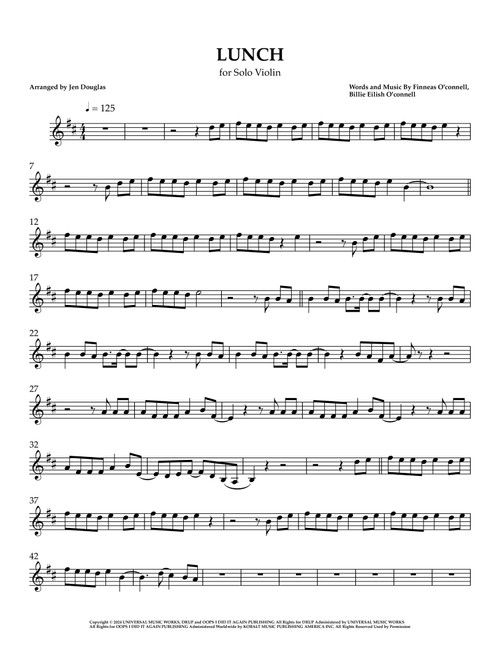 Lunch (Arr. Jen Douglas) - Billie Eilish (Violin Solo)
