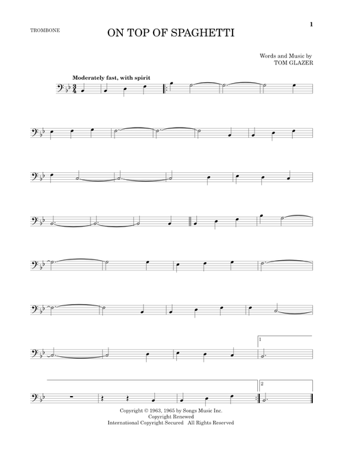 On Top Of Spaghetti - Tom Glazer (Trombone Solo)