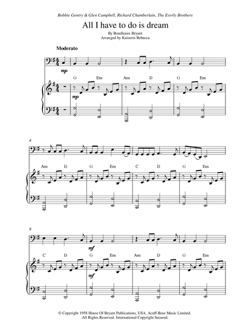 All I Have To Do Is Dream (Arr. Kaiserin Rebecca) - Bobbie Gentry & Glen Campbell (Cello and Piano)