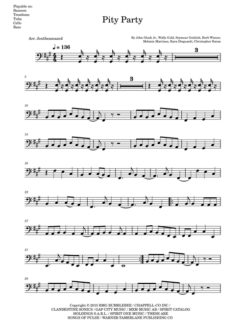 Pity Party (Arr. Jontheamazed) - Melanie Martinez (Trombone Solo)