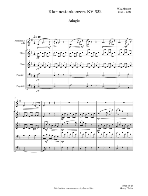 Clarinet Concerto in A major, K.622 – Wolfgang Amadeus Mozart - Adagio - Woodwind Quintet MS4