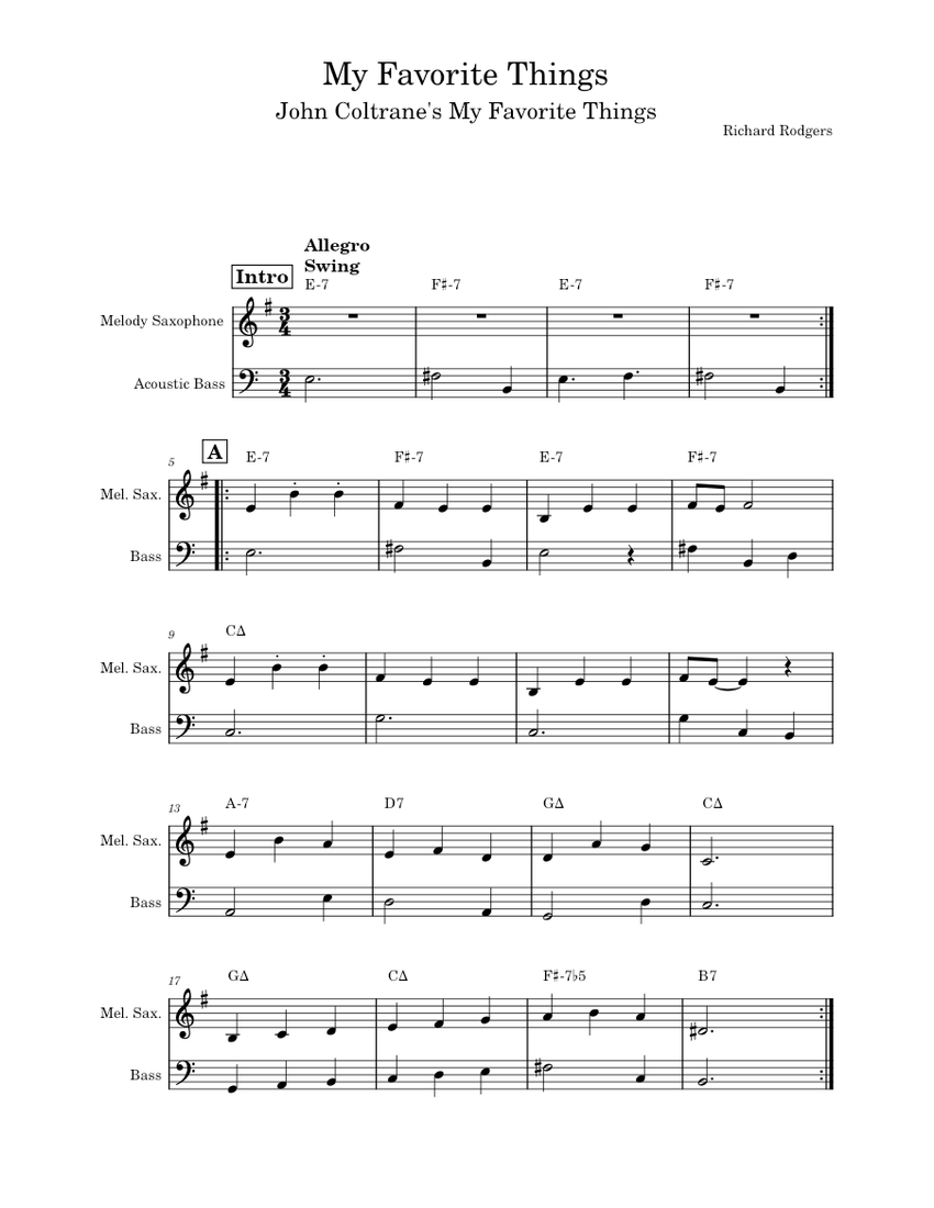 My Favorite Things – Rodgers & Hammerstein Sheet Music with