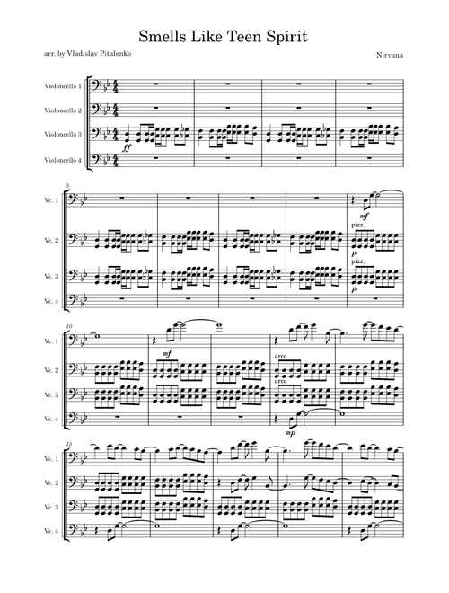 Smells like teen spirit – Nirvana Smells Like Teen Spirit – Nirvana (4 cellos)