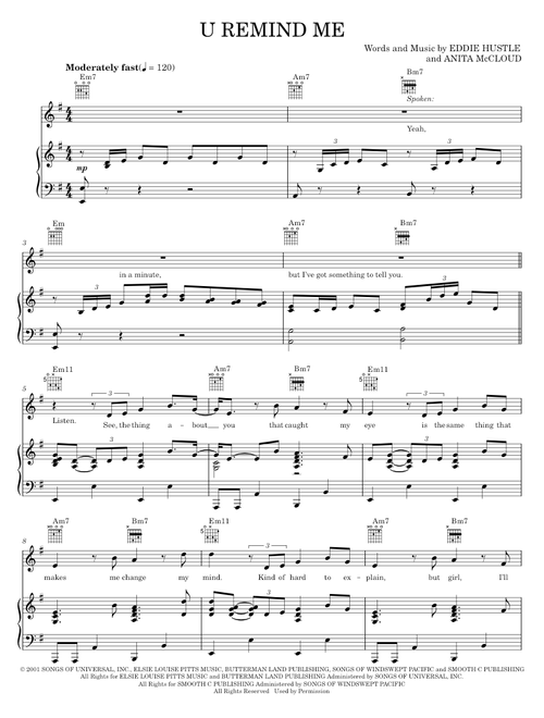 U remind me - Usher (Piano-Vocal-Guitar)