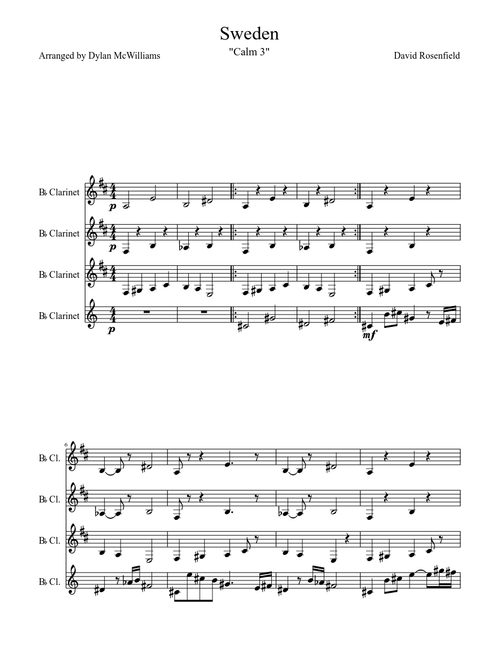 Sweden/Calm3 for Clarinet Quartet