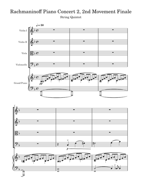 Sergei Rachmaninov Piano Concerto No.2 For String Quintet