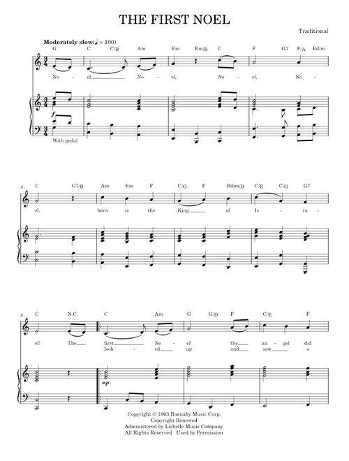 The First Noel - 17th Century English Carol, Andy Williams (Piano Vocal)