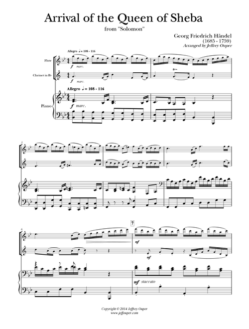 Arrival of the Queen of Sheba (Arr. Jeffrey Ouper) - Georg Friedrich Handel (Instrumental Duet)