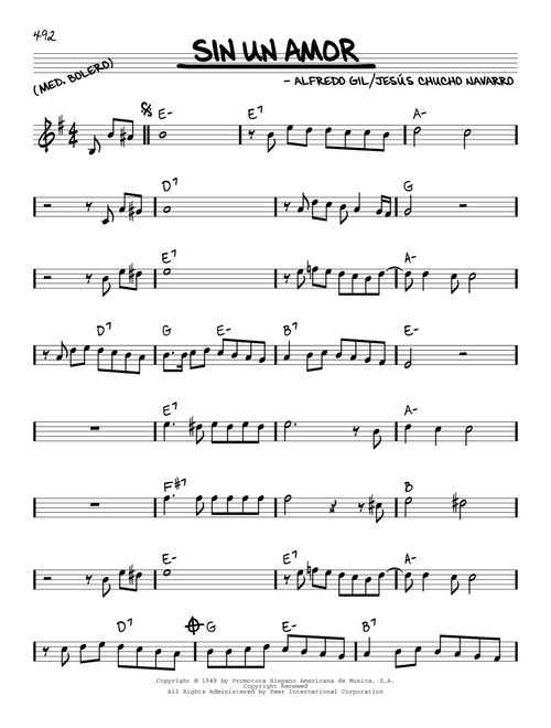 Sin Un Amor - Trio Los Panchos (Real Book - Melody-Chords)