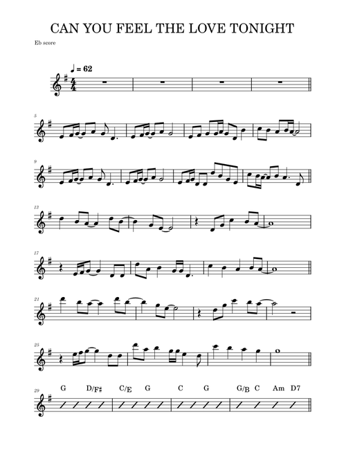 CAN YOU FEEL THE LOVE TONIGHT (Alto sax & Piano)