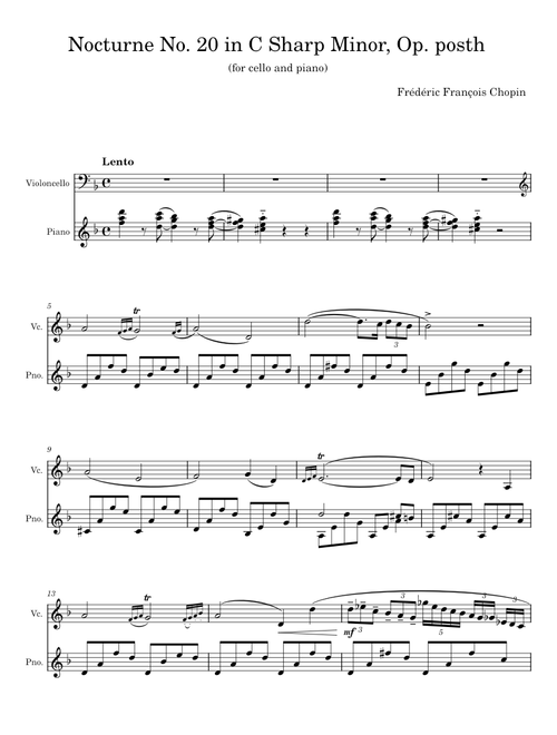 Chopin Nocturne No.20 in C-sharp minor B.49 - For Violin Solo Original - Frédéric François Chopin
