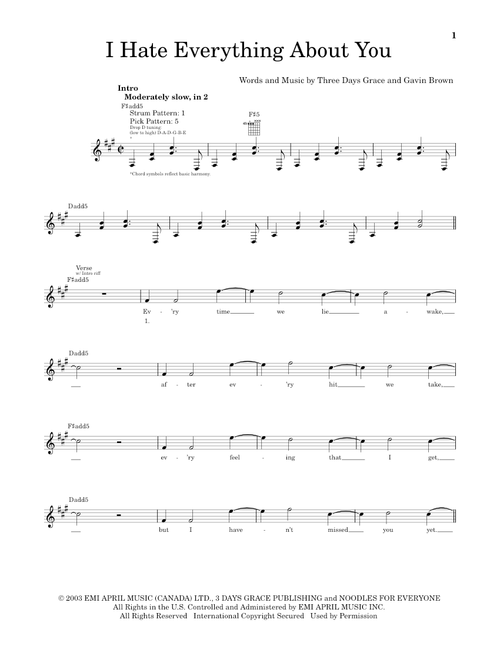 I Hate Everything About You - Three Days Grace (Easy Guitar)