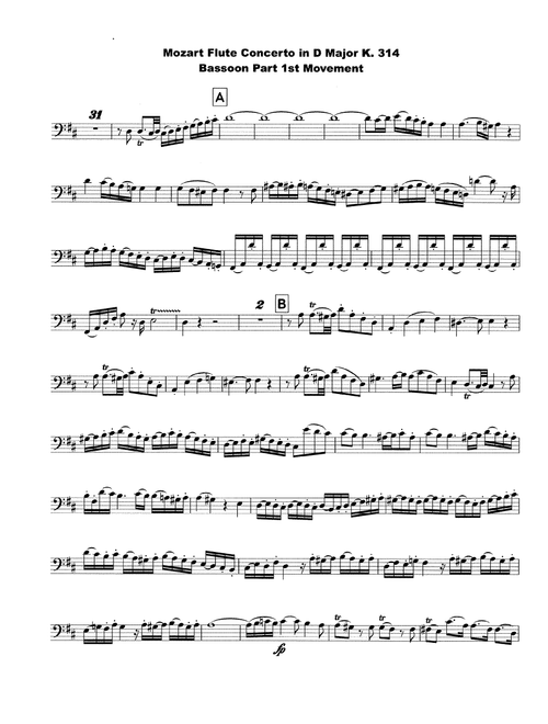 Mozart Flute Concerto op. 314 for Bassoon (Arr. DavidJHare) (Bassoon Solo)