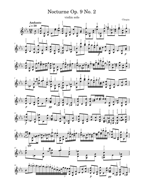 Nocturne Op. 9 No 2 violin solo