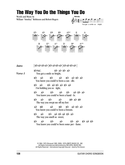 The Way You Do The Things You Do - The Temptations (Guitar Chords-Lyrics)