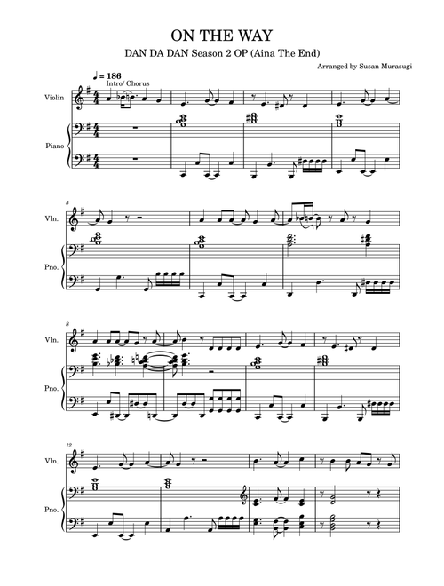 On The Way (Arr. Susan Murasugi) - Aina The End (Violin and Piano)