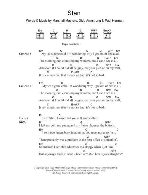 Stan - Eminem (Guitar Chords-Lyrics)