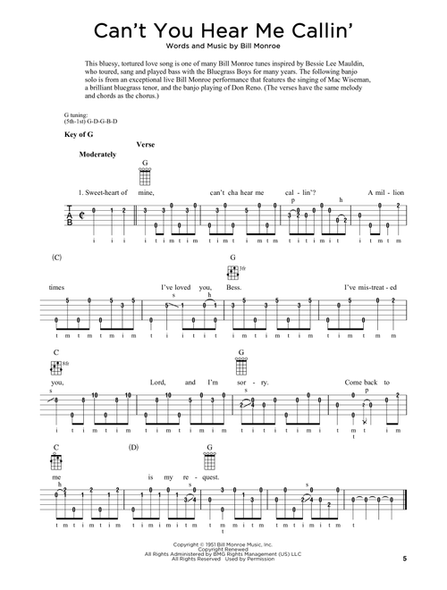 Can't You Hear Me Callin' (arr. Fred Sokolow) - Bill Monroe (Banjo)