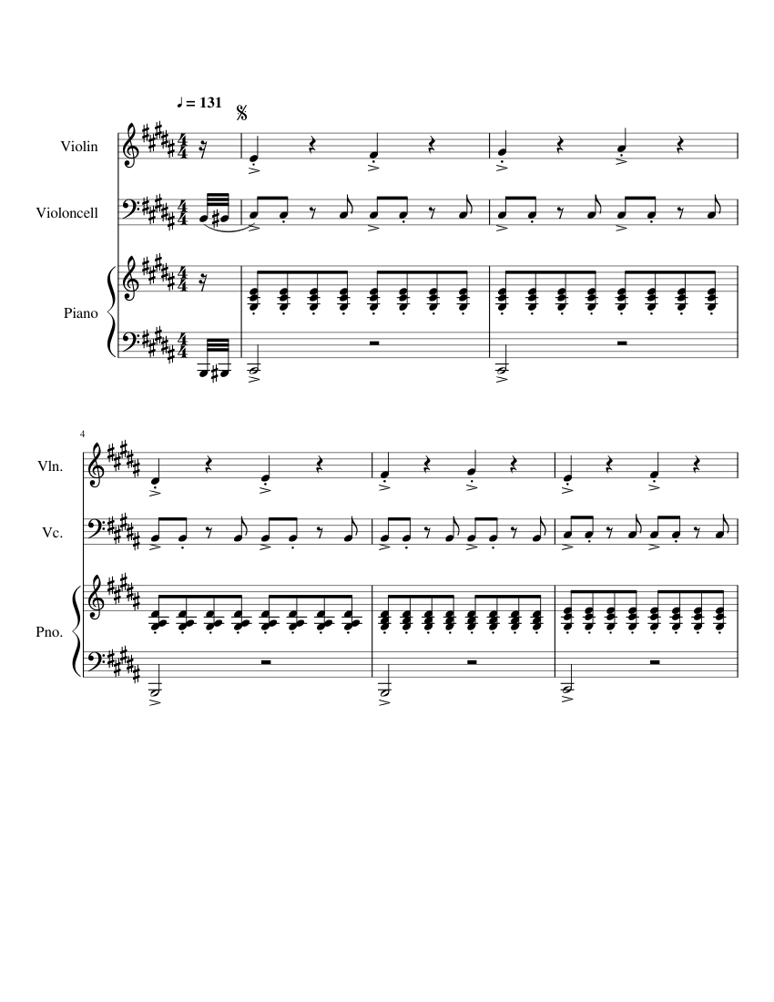 Rain - Ryuichi Sakamoto Sheet Music for Piano, Violin, Cello