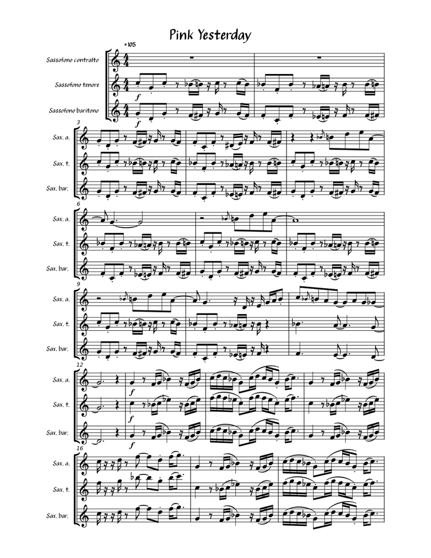 Pink Yesterday Too Many Zooz Sheet music for Saxophone alto