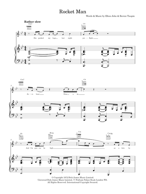 Rocket Man - Elton John (Piano-Vocal-Guitar (Piano Accompaniment))