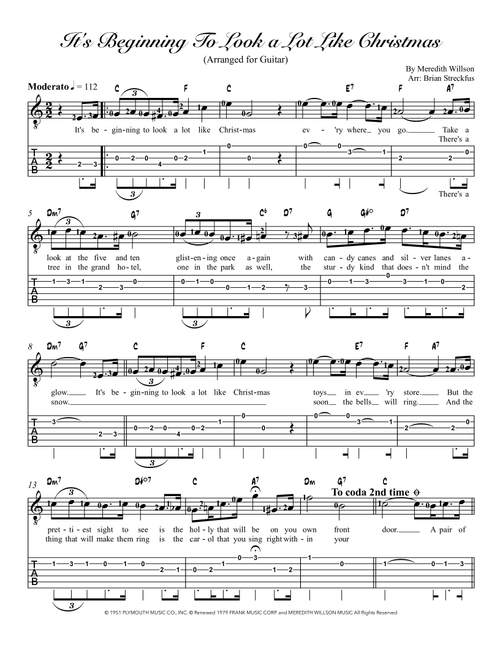 It's Beginning To Look Like Christmas (Arr. Brian Streckfus) - #1 Holiday Carolers (Easy Guitar with TAB)