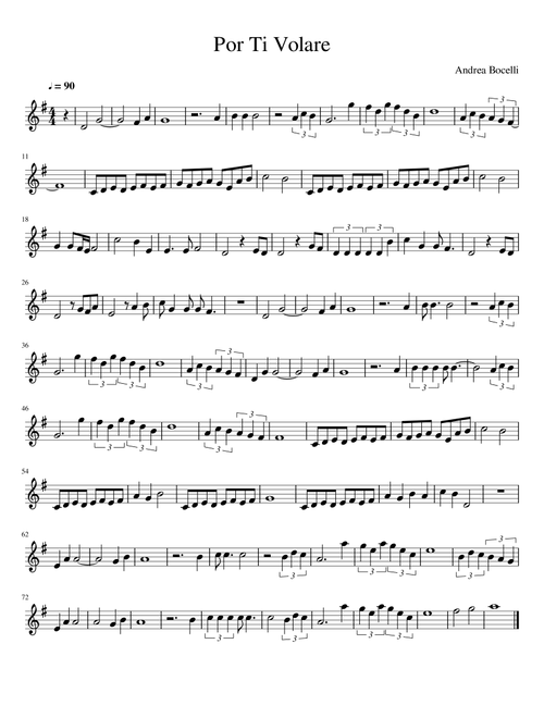 Por Ti Volare (Arr. Julia Mills) - Andrea Bocelli (Violin Solo)