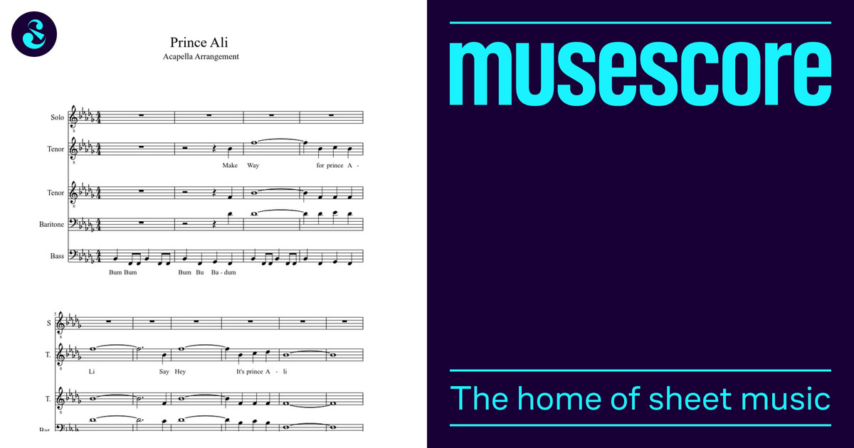 Prince Ali - Acapella TTBB Sheet music for Bass guitar (Solo