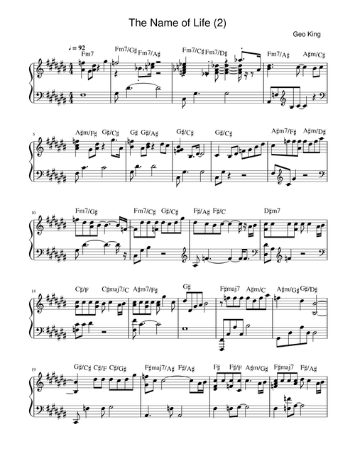 The Name of Life (Arr. Gregory King) - Joe Hisaishi (Piano-Vocal-Guitar (Piano Accompaniment))