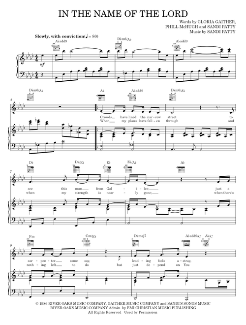 In The Name Of The Lord - Sandi Patty (Piano-Vocal-Guitar)