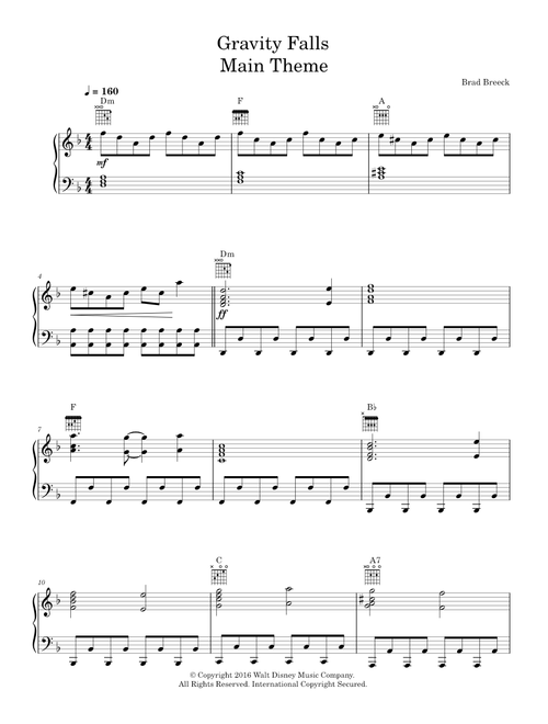 Gravity Falls (Main Theme) - Brad Breeck (Piano Solo)