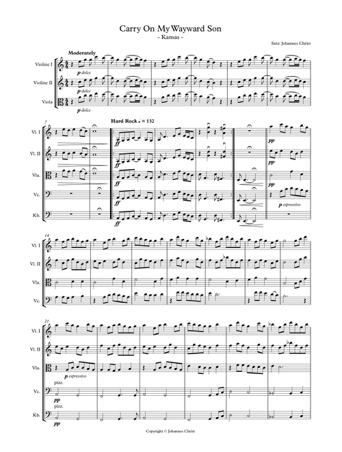 Carry On Wayward Son (Arr. Johannes Christ) - Kansas (String Ensemble)