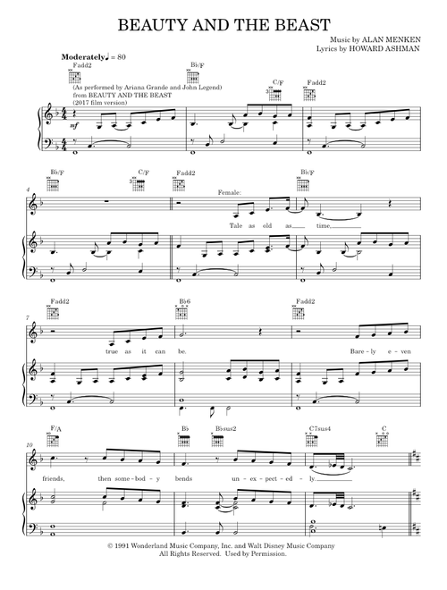 Beauty And The Beast - Ariana Grande & John Legend (Piano-Vocal-Guitar)